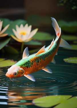 Koi Fish Jumping
