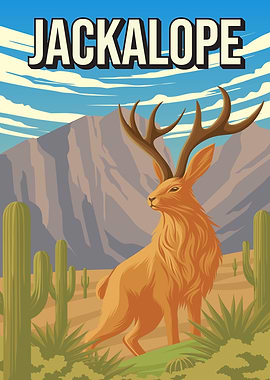 Jackalope Cryptid Travel Poster