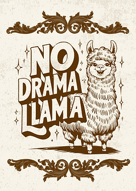 Vintage LLama Illustration Animal Pun
