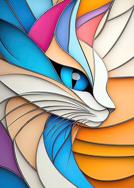 Modern Cat Art Poster