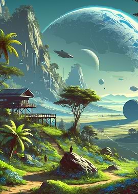 Lush Alien Planet Landscape