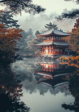 Japanese Pagoda Reflection