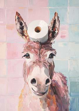 Donkey with Toilet Paper Hat