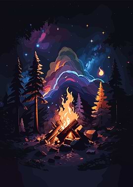 Campfire Under the Stars