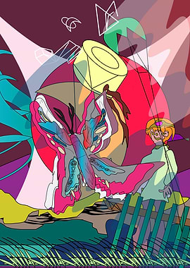 Abstract Butterfly and Girl