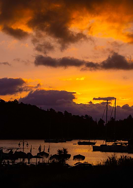 Sunset Harbor, Leukada, Greek Island