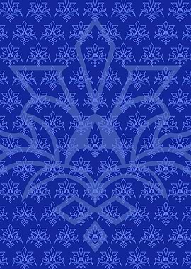 Batik Riau Blue Damask Pattern Shadow
