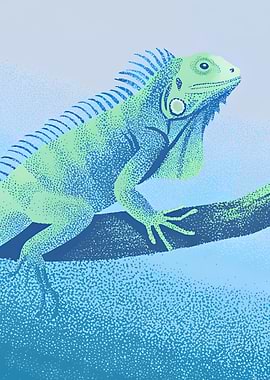 Green Iguana on Branch