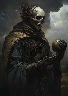 Skeletal Figure with Orb