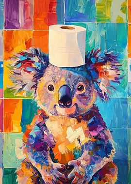 Koala with Toilet Paper Hat