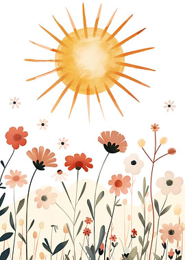 Sun & Flowers Illustration