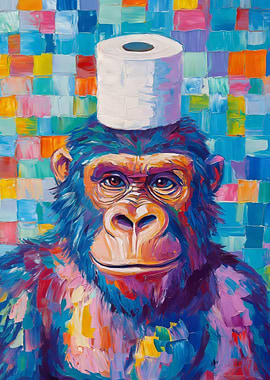 Gorilla with Toilet Paper Hat