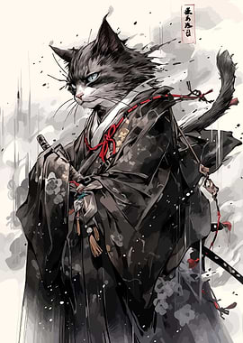 Samurai Cat Art Print