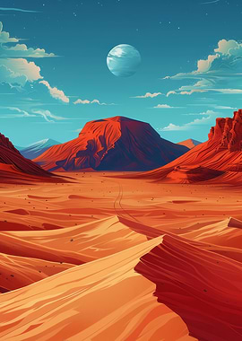 Desert Landscape with Moon