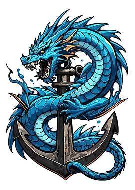 Blue Dragon Anchor Tattoo