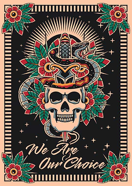 Skull, Snake, and Dagger Tattoo