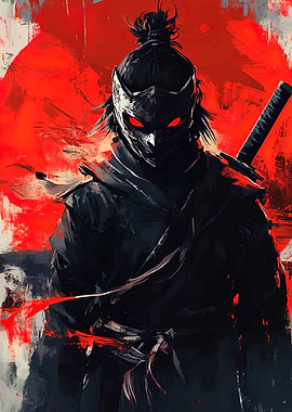 Samurai with Red Eyes