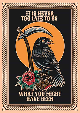 Raven with Scythe and Rose