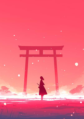 Silhouette at Torii Gate