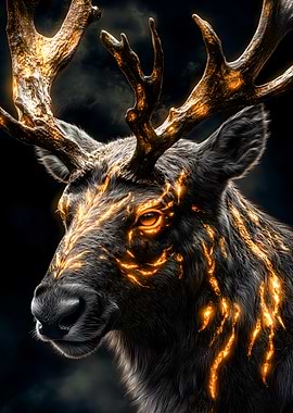Golden Antlered Deer Animal