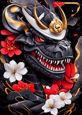 Japanese T-rex Dragon Art