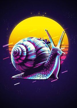 Snail Retro Art