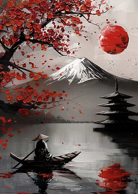 Abstract Japanese Mountain painting