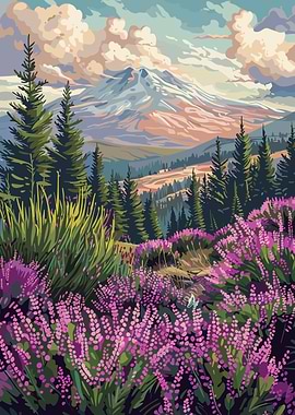 Mountain View with Wildflowers