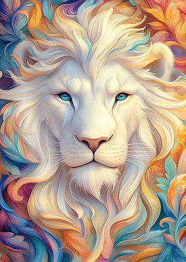 Majestic White Lion King Poster