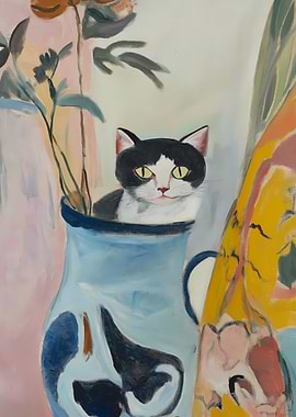 Cat in a Vase Painting