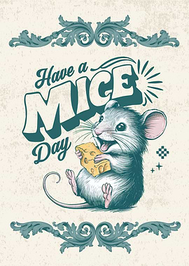 Vintage Mouse Illustration Animal Pun