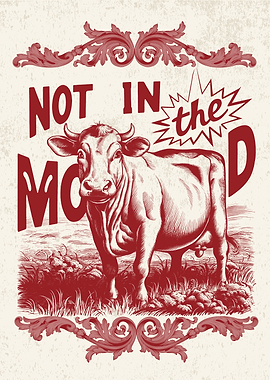 Vintage Cow Illustration Animal Pun
