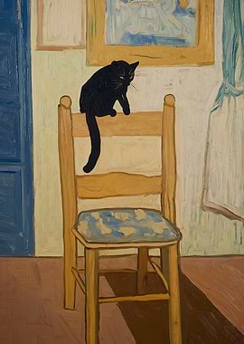 Black Cat on Chair