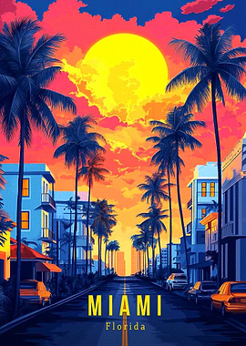 Miami Retro Travel Poster