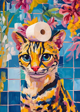 Cat with Toilet Paper