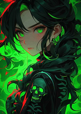 Green-Eyed Anime Girl