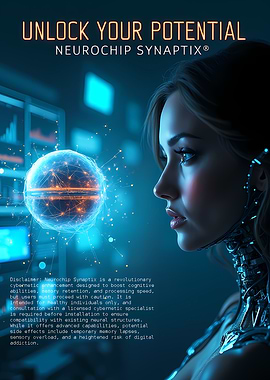 Cyberpunk Advertising Neurochip Synaptix: Unlock Potential