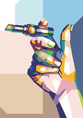 Pop Art tangan memegang lipstik