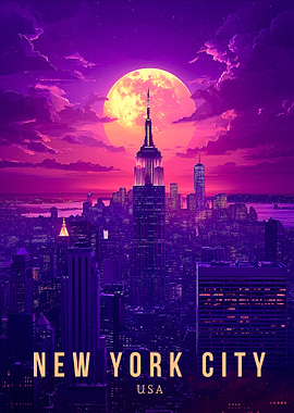 New York City Retro Travel Poster