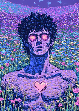 Pixelated Man with Heart