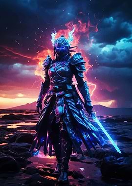 Warrior in Blue Armor