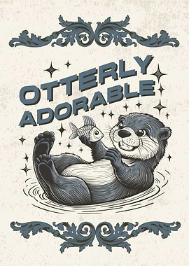 Vintage Otter Illustration Animal Pun