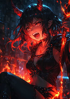Fiery Anime Demon Girl