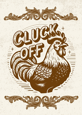Vintage Style Cluck Off Rooster Design