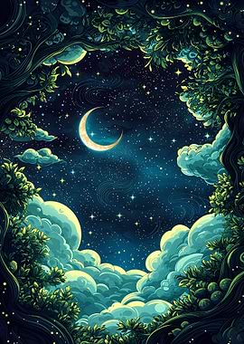 Night Sky Through Trees