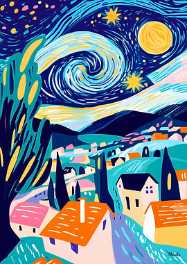 Vivid Fauvist Vision of Starry Night