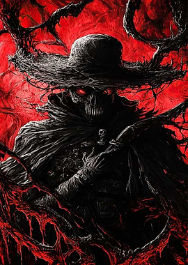 Dark Figure with Red Background