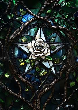 Stained Glass Rose & Star