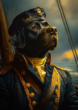 Labrador Retriever in Naval Uniform