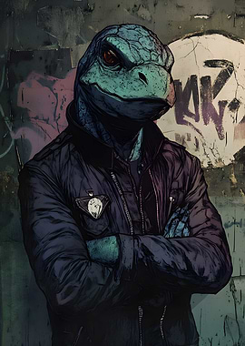 Animal A man with Dolphin like features depicted Poster Art